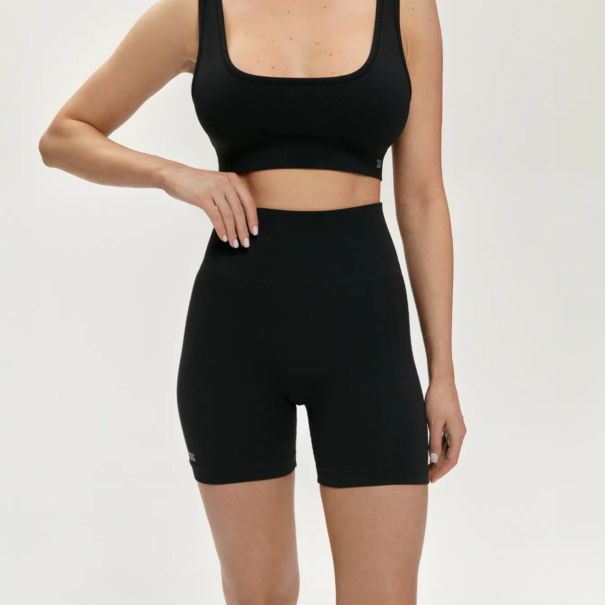 Seamless ribbed shorts Dark graphite