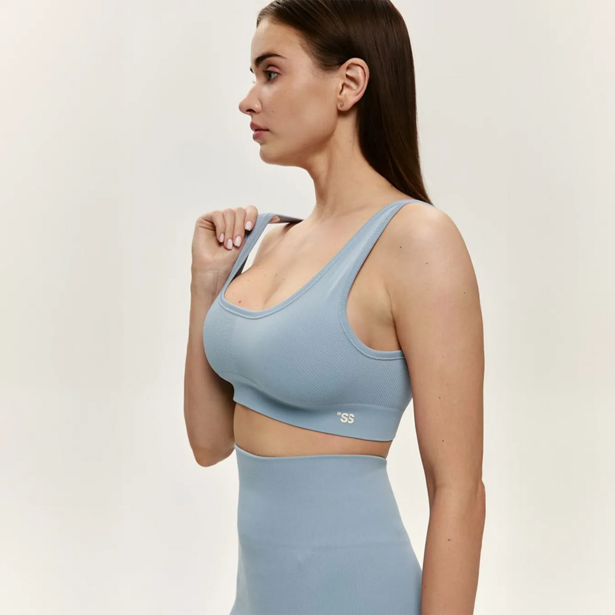 Seamless ribbed top Dirty blue