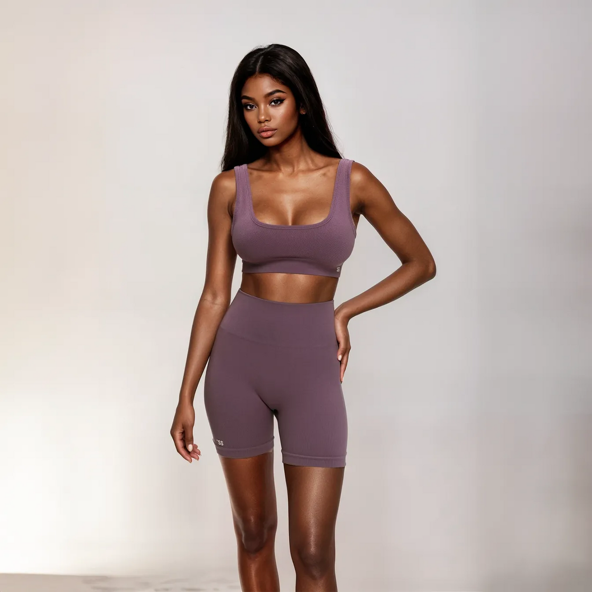 Seamless ribbed top Plum