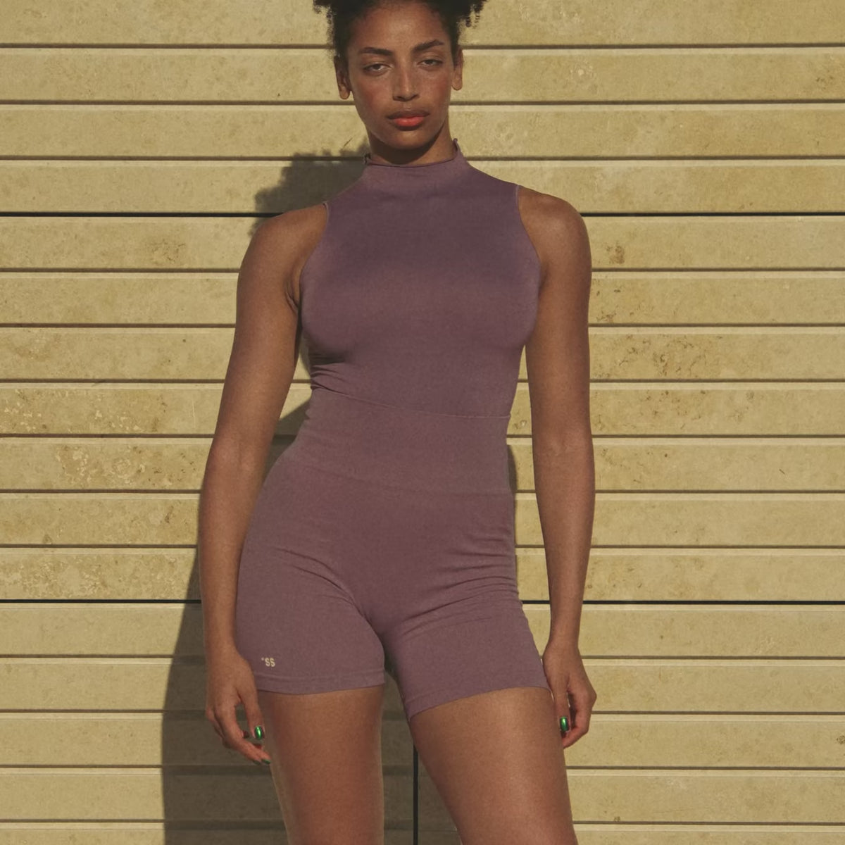 Seamless ribbed shorts Plum