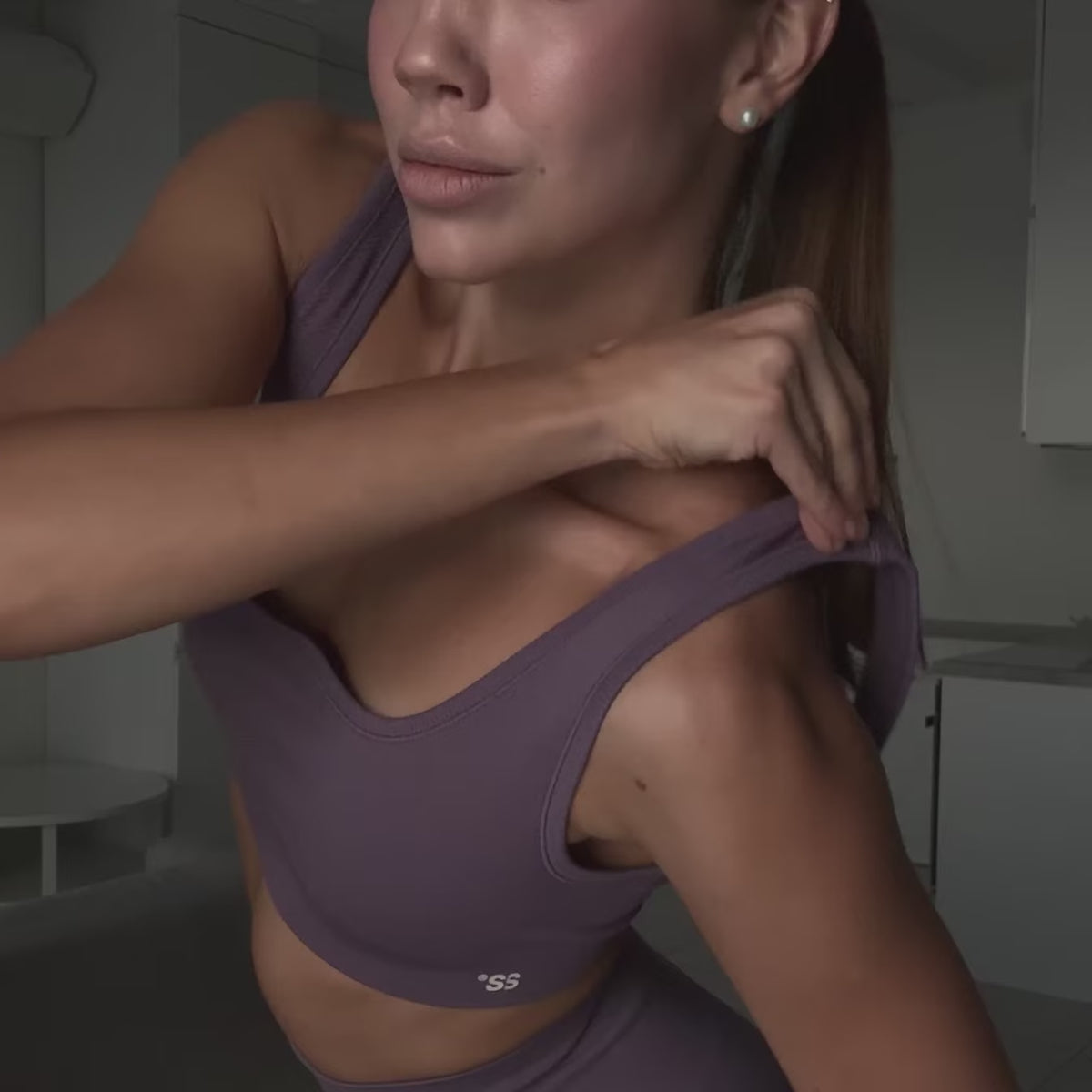 Seamless ribbed top Plum