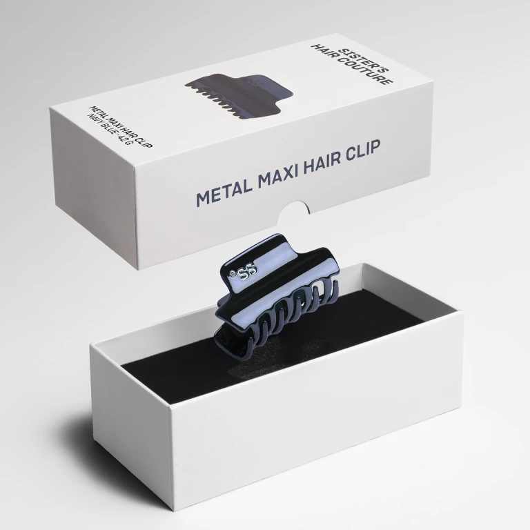 Metal Hair Clip | Navy Blue Maxi